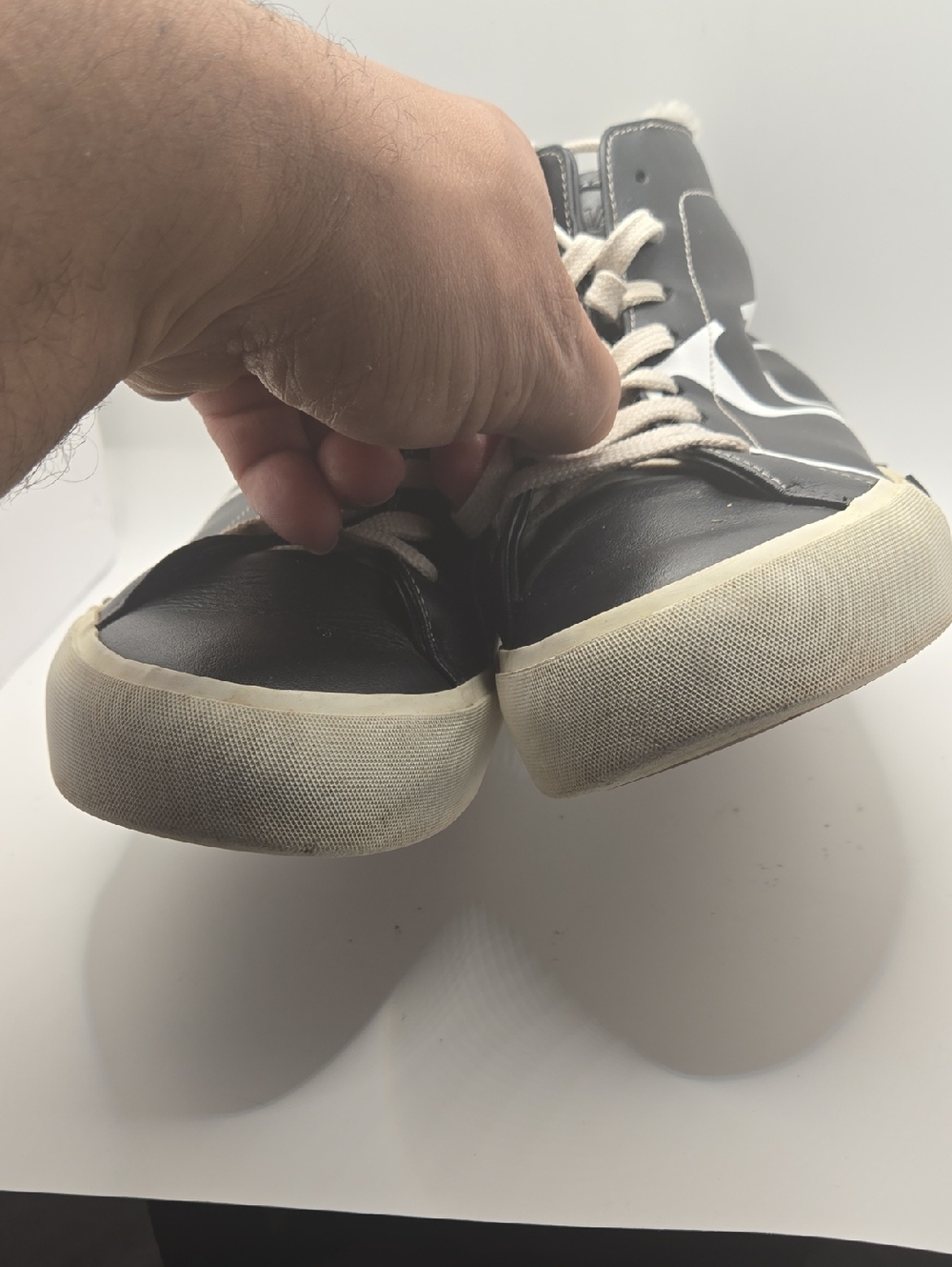 Valentino Garavani Trick VLogo Leather High-Top Black Shearling Sneakers Sz 39 - Picture 4 of 8